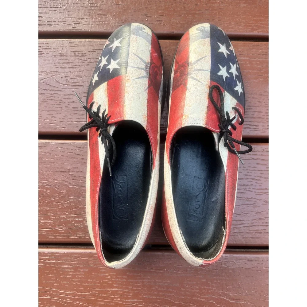 USA Flag Shoes Vintage American Statue of Liberty Leather Oxford Shoes Mens 10